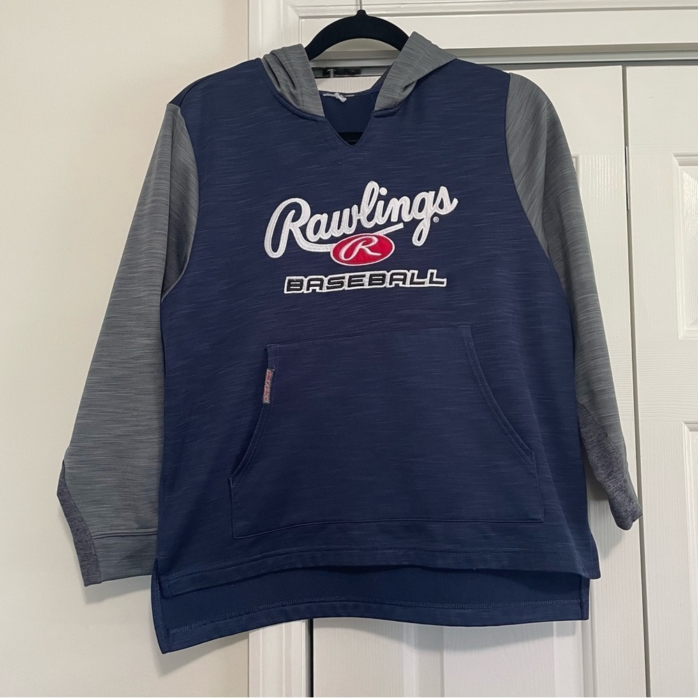 Rawlings Baseball Hoodie Blue Gray Size Youth Large
